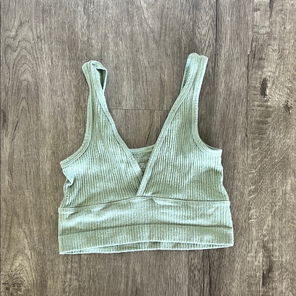 Urban Outfitters Olive Ribbed Knit Top
